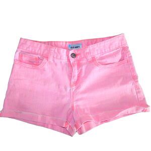 OLD NAVY girls size 14 Ember pink cut off denim shorts with adjustable waistband